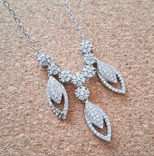 18k White Gold Plated Cubic Zirconia Necklace